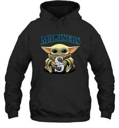 Baby Yoda Hugs Loves The Seattle Mariners Baseball Adult Hoodie Sweatshirt