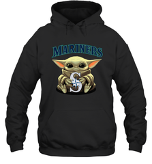 Baby Yoda Hugs Loves The Seattle Mariners Baseball Adult Hoodie Sweatshirt Adult Hoodie Sweatshirt - VeigarTee