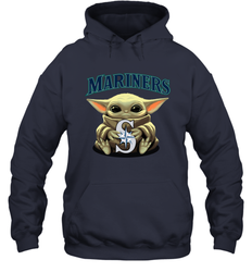 Baby Yoda Hugs Loves The Seattle Mariners Baseball Adult Hoodie Sweatshirt