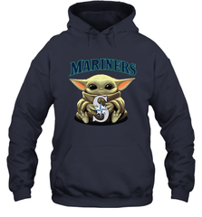 Baby Yoda Hugs Loves The Seattle Mariners Baseball Adult Hoodie Sweatshirt Adult Hoodie Sweatshirt - VeigarTee