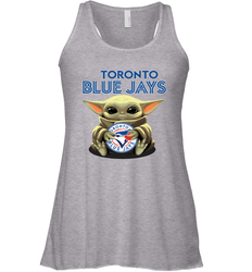Baby Yoda Hugs Loves The Toronto Blue Jays Baseball Womens Racerback Tank Top