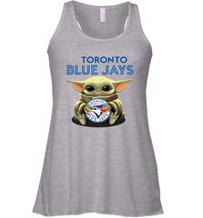 Baby Yoda Hugs Loves The Toronto Blue Jays Baseball Womens Racerback Tank Top Womens Racerback Tank Top - VeigarTee