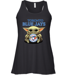 Baby Yoda Hugs Loves The Toronto Blue Jays Baseball Womens Racerback Tank Top