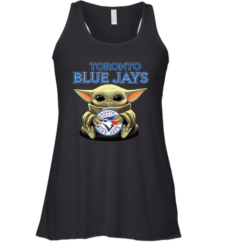 Baby Yoda Hugs Loves The Toronto Blue Jays Baseball Womens Racerback Tank Top Womens Racerback Tank Top / Black / XS Womens Racerback Tank Top - VeigarTee