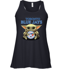 Baby Yoda Hugs Loves The Toronto Blue Jays Baseball Womens Racerback Tank Top Womens Racerback Tank Top - VeigarTee