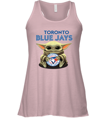 Baby Yoda Hugs Loves The Toronto Blue Jays Baseball Womens Racerback Tank Top Womens Racerback Tank Top - VeigarTee