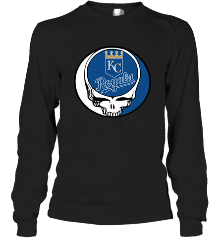 Kansas City Royals Grateful Dead Steal Your Face Baseball Adult Long Sleeve T-Shirt Adult Long Sleeve T-Shirt / Black / S Adult Long Sleeve T-Shirt - VeigarTee