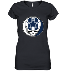 Dallas Cowboys Grateful Dead Steal Your Face NFL Football Womens V-Neck T-Shirt Womens V-Neck T-Shirt - VeigarTee