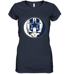 Dallas Cowboys Grateful Dead Steal Your Face NFL Football Womens V-Neck T-Shirt Womens V-Neck T-Shirt - VeigarTee