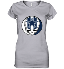 Dallas Cowboys Grateful Dead Steal Your Face NFL Football Womens V-Neck T-Shirt Womens V-Neck T-Shirt - VeigarTee