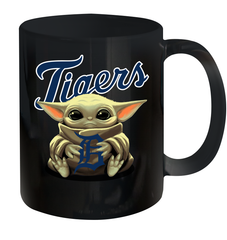 Baby Yoda Hugs Loves The Detroit Tigers Baseball Ceramic Mug 11oz Ceramic Mug 11oz - VeigarTee