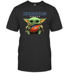 Baby Yoda Loves The Denver Broncos Star Wars Baby Yoda Hugs Broncos NFL Mens T-Shirt Mens T-Shirt - VeigarTee