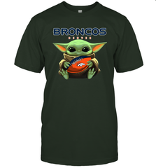 Baby Yoda Loves The Denver Broncos Star Wars Baby Yoda Hugs Broncos NFL Mens T-Shirt Mens T-Shirt - VeigarTee