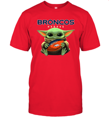 Baby Yoda Loves The Denver Broncos Star Wars Baby Yoda Hugs Broncos NFL Mens T-Shirt Mens T-Shirt - VeigarTee