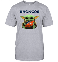 Baby Yoda Loves The Denver Broncos Star Wars Baby Yoda Hugs Broncos NFL Mens T-Shirt Mens T-Shirt - VeigarTee