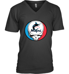 Miami Marlins Grateful Dead Steal Your Face Baseball Mens V-Neck T-Shirt