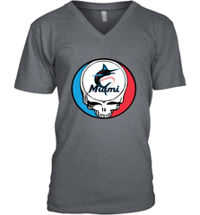 Miami Marlins Grateful Dead Steal Your Face Baseball Mens V-Neck T-Shirt Mens V-Neck T-Shirt - VeigarTee