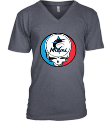Miami Marlins Grateful Dead Steal Your Face Baseball Mens V-Neck T-Shirt Mens V-Neck T-Shirt - VeigarTee