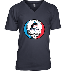 Miami Marlins Grateful Dead Steal Your Face Baseball Mens V-Neck T-Shirt Mens V-Neck T-Shirt - VeigarTee