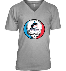 Miami Marlins Grateful Dead Steal Your Face Baseball Mens V-Neck T-Shirt Mens V-Neck T-Shirt - VeigarTee