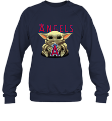 Baby Yoda Hugs Loves The Los Angeles Angels Baseball Adult Sweatshirt Adult Sweatshirt - VeigarTee