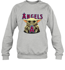 Baby Yoda Hugs Loves The Los Angeles Angels Baseball Adult Sweatshirt Adult Sweatshirt - VeigarTee