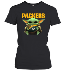 Baby Yoda Loves The Green Bay Packers Star Wars Baby Yoda Hugs Packers NFL Womens T-Shirt Womens T-Shirt - VeigarTee
