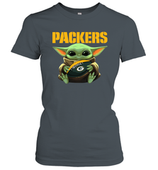 Baby Yoda Loves The Green Bay Packers Star Wars Baby Yoda Hugs Packers NFL Womens T-Shirt Womens T-Shirt - VeigarTee