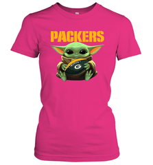 Baby Yoda Loves The Green Bay Packers Star Wars Baby Yoda Hugs Packers NFL Womens T-Shirt Womens T-Shirt - VeigarTee