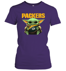 Baby Yoda Loves The Green Bay Packers Star Wars Baby Yoda Hugs Packers NFL Womens T-Shirt Womens T-Shirt - VeigarTee