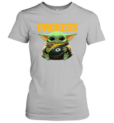 Baby Yoda Loves The Green Bay Packers Star Wars Baby Yoda Hugs Packers NFL Womens T-Shirt Womens T-Shirt - VeigarTee