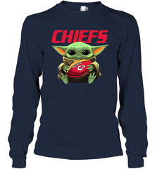 Baby Yoda Loves The Kansas City Chiefs Star Wars Baby Yoda Hugs Chiefs NFL Adult Long Sleeve T-Shirt Adult Long Sleeve T-Shirt - VeigarTee
