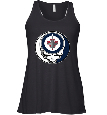Winnipeg Jets Grateful Dead Steal Your Face Hockey NHL Womens Racerback Tank Top Womens Racerback Tank Top / Black / XS Womens Racerback Tank Top - VeigarTee