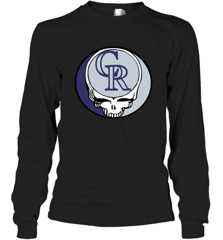 Colorado Rockies Grateful Dead Steal Your Face Baseball Adult Long Sleeve T-Shirt Adult Long Sleeve T-Shirt / Black / S Adult Long Sleeve T-Shirt - VeigarTee