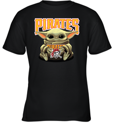 Baby Yoda Hugs Loves The Pittsburgh Pirates Baseball Youth T-Shirt