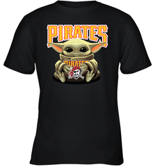 Baby Yoda Hugs Loves The Pittsburgh Pirates Baseball Youth T-Shirt Youth T-Shirt - VeigarTee