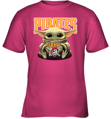Baby Yoda Hugs Loves The Pittsburgh Pirates Baseball Youth T-Shirt Youth T-Shirt - VeigarTee