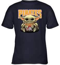 Baby Yoda Hugs Loves The Pittsburgh Pirates Baseball Youth T-Shirt