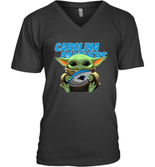 Baby Yoda Loves The Carolina Panthers Star Wars Baby Yoda Hugs Panthers NFL Mens V-Neck T-Shirt Mens V-Neck T-Shirt - VeigarTee
