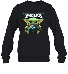 Baby Yoda Loves The Philadelphia Eagles Star Wars Baby Yoda Hugs Eagles NFL Adult Sweatshirt