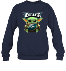 Baby Yoda Loves The Philadelphia Eagles Star Wars Baby Yoda Hugs Eagles NFL Adult Sweatshirt Adult Sweatshirt - VeigarTee