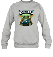 Baby Yoda Loves The Philadelphia Eagles Star Wars Baby Yoda Hugs Eagles NFL Adult Sweatshirt Adult Sweatshirt - VeigarTee