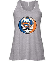 New York Islanders Grateful Dead Steal Your Face Hockey NHL Womens Racerback Tank Top Womens Racerback Tank Top - VeigarTee