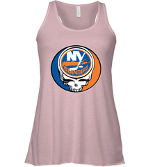 New York Islanders Grateful Dead Steal Your Face Hockey NHL Womens Racerback Tank Top Womens Racerback Tank Top - VeigarTee