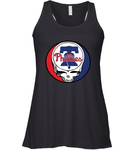 Philadelphia Phillies Grateful Dead Steal Your Face Baseball Womens Racerback Tank Top Womens Racerback Tank Top / Black / XS Womens Racerback Tank Top - VeigarTee