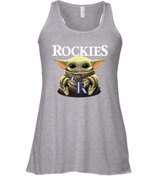 Baby Yoda Hugs Loves The Colorado Rockies Baseball Womens Racerback Tank Top