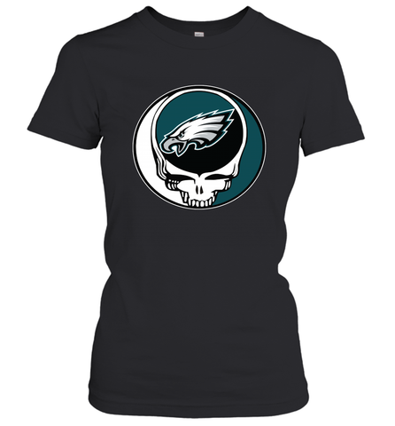 Philadelphia Eagles Grateful Dead Steal Your Face NFL Football Womens T-Shirt Womens T-Shirt / Black / XS Womens T-Shirt - VeigarTee