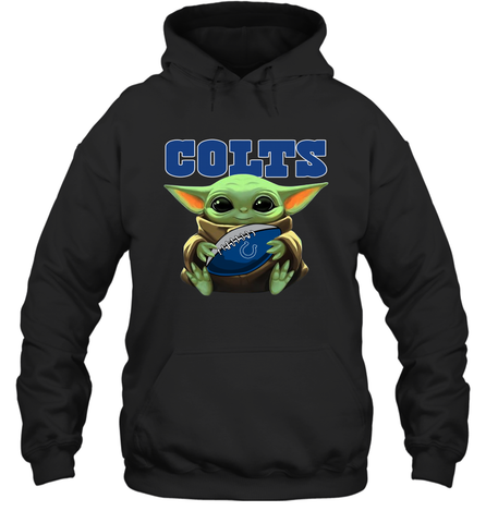Baby Yoda Loves The Indianapolis Colts Star Wars Baby Yoda Hugs Colts NFL Adult Hoodie Sweatshirt Adult Hoodie Sweatshirt / Black / S Adult Hoodie Sweatshirt - VeigarTee