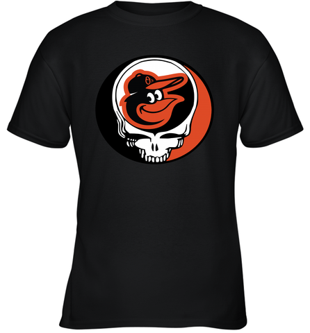 Baltimore Orioles Grateful Dead Steal Your Face Baseball Youth T-Shirt Youth T-Shirt / Black / XS Youth T-Shirt - VeigarTee