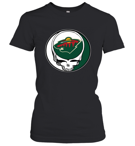 Minnesota Wild Grateful Dead Steal Your Face Hockey NHL Womens T-Shirt Womens T-Shirt / Black / XS Womens T-Shirt - VeigarTee